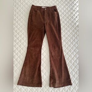 Hollister Pants 5 Short Brown Corduroy High Rise Flare Stretch Cords Bootcut